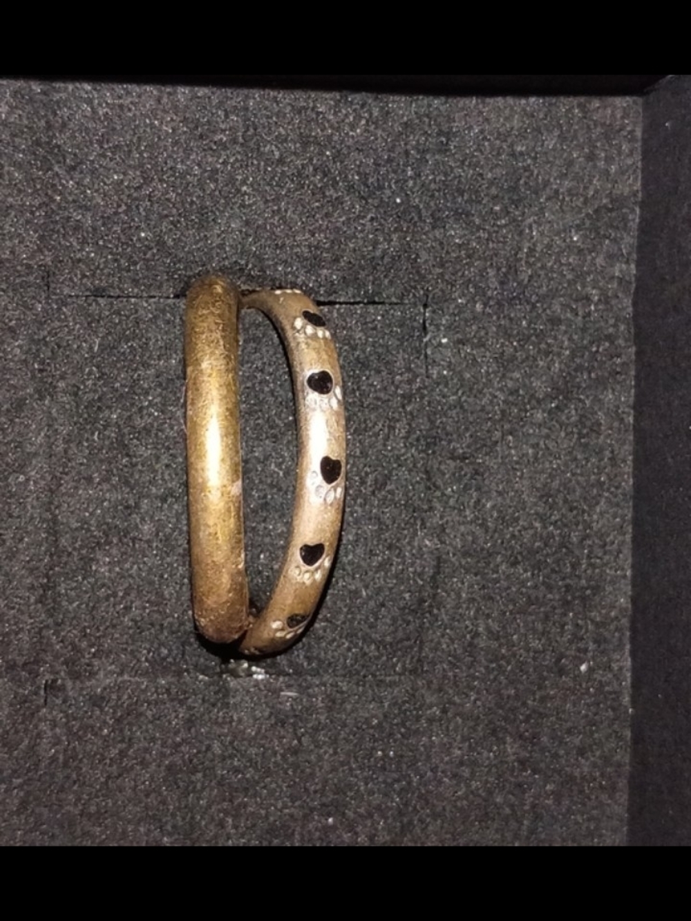 Silver Band And Silver Paw Print Rings